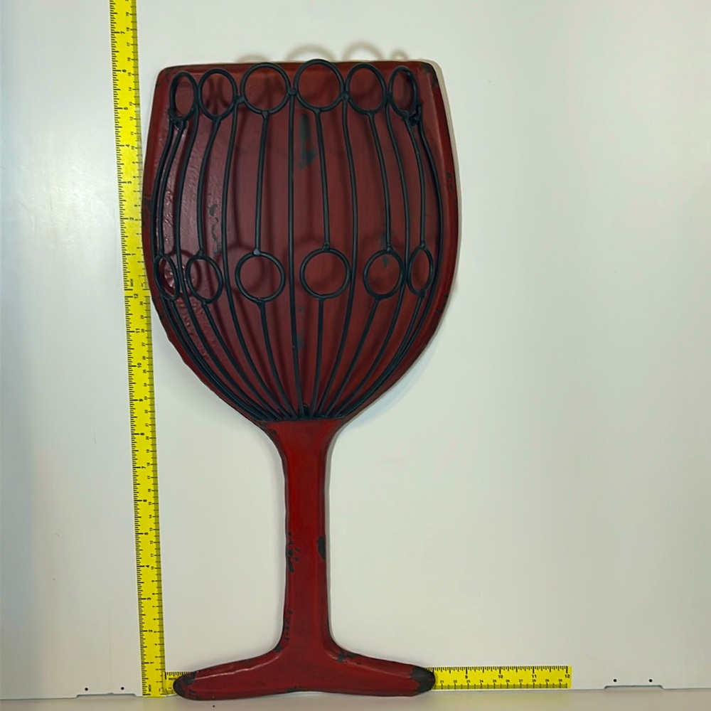 Chesapeake Bay Wine Cork Holder Wall Mount Metal Wine Glass Decor Red Bar Accent